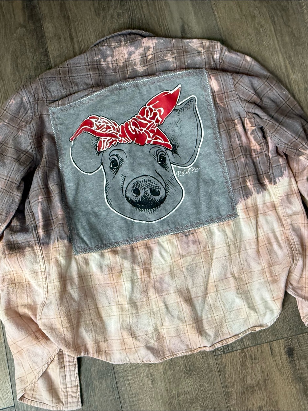14th & Union Bleached Plaid Button-Down with Pig Patch